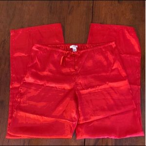 Y2K era La Sensa Red Satin Pajama Pants, jewel and embroidered Logo, size M